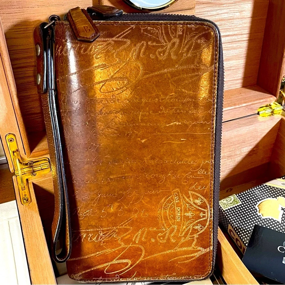 Berluti Tali Scritto Double Zip Long Wallet